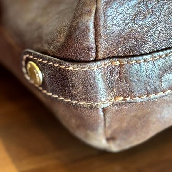 Andrew Marc Brown Leather Hobo Shoulder Handbag Satchel Medium - Picture 15 of 16